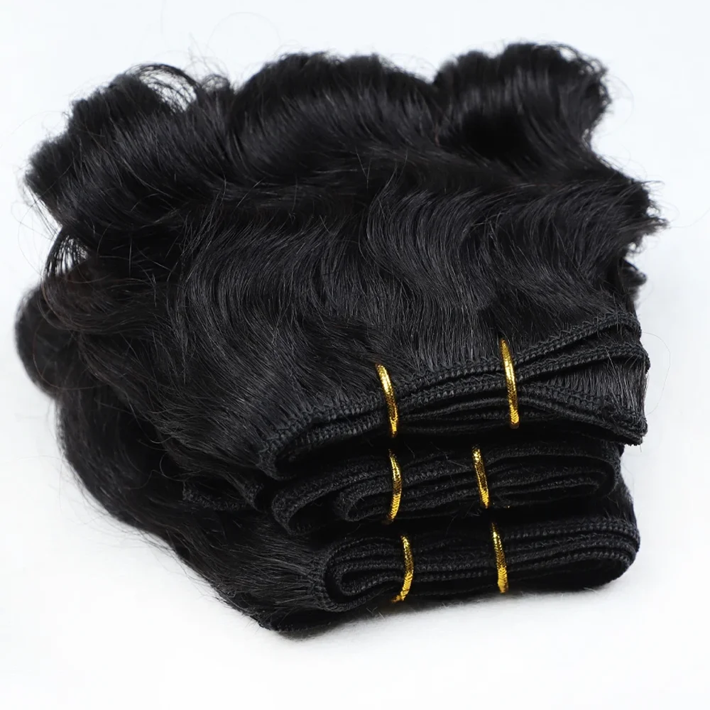 شعر برازيلي مموج ، خصلات شعر مجعد قصيرة ، شعر بشري ، وصلات ، 3 من الشعر المجعد