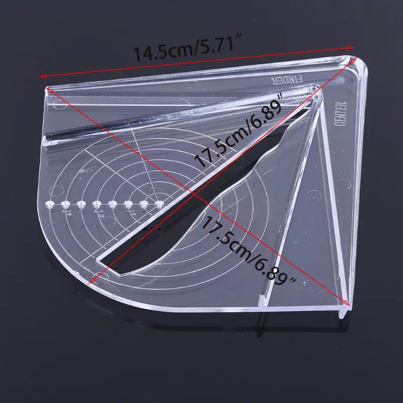 Buscador central plástico 367D, herramienta medición carpintería transparente para hexágono octagonal redondo cuadrado,