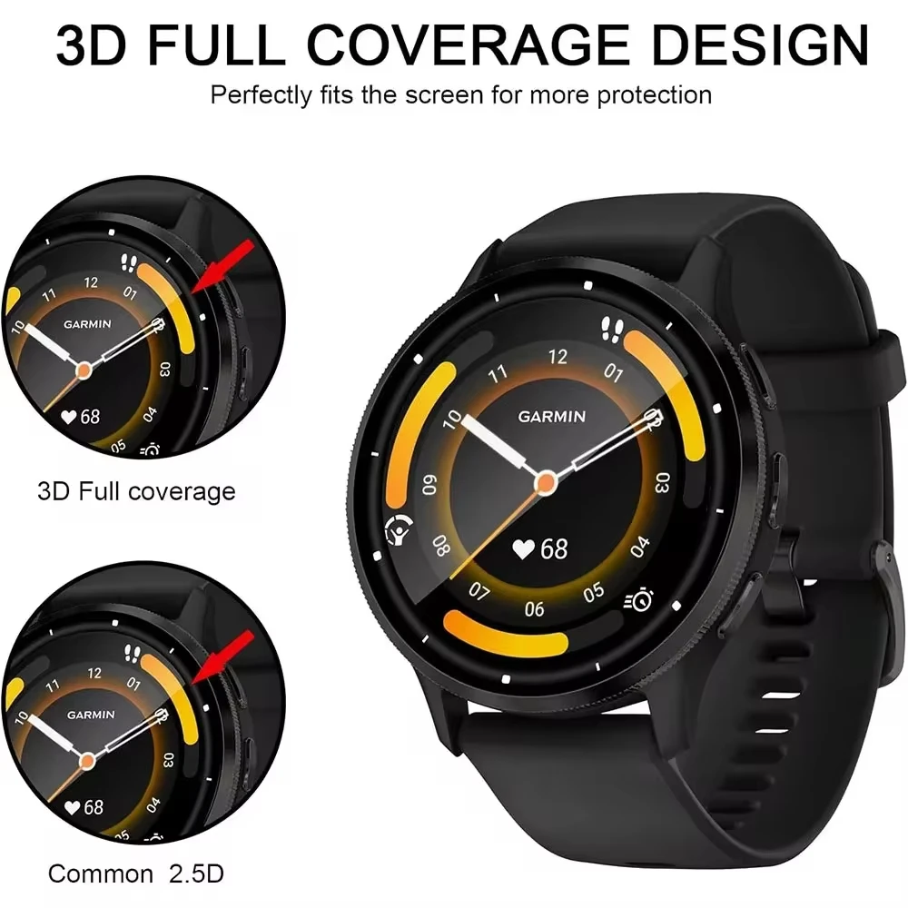 1-4 قطعة حامي الشاشة ل Garmin Venu 3 3S ثلاثية الأبعاد نهاية منحنية لينة مرنة طبقة رقيقة واقية ل Garmin Venu 3S أفلام المضادة للخدش