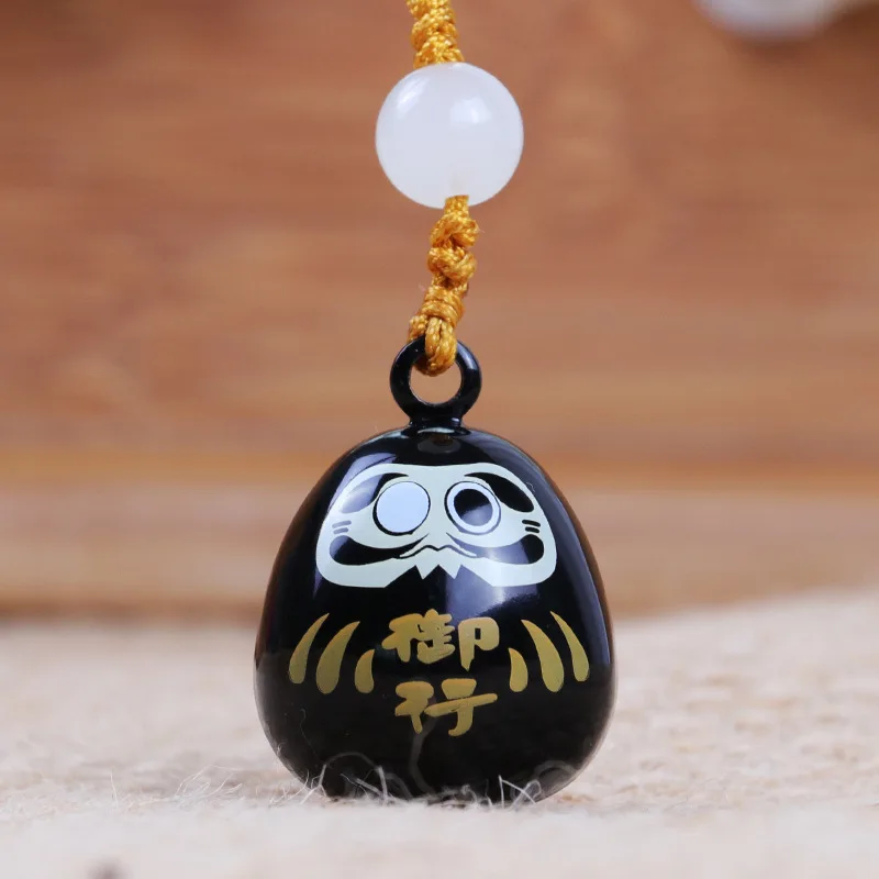 keychain ranma Japanese Daruma Pendant Fully Enclosed Water Sound Bells Strap Car Key Bag Pray Pendant Keychains Couples