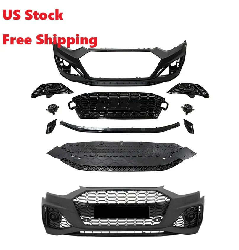 

US Stock Car A4 Allroad Body Kits RS4 Style Front Bumper Kits with Grille for A4 Allroad S4 B9.5 2020 2021 2022 2023 2024