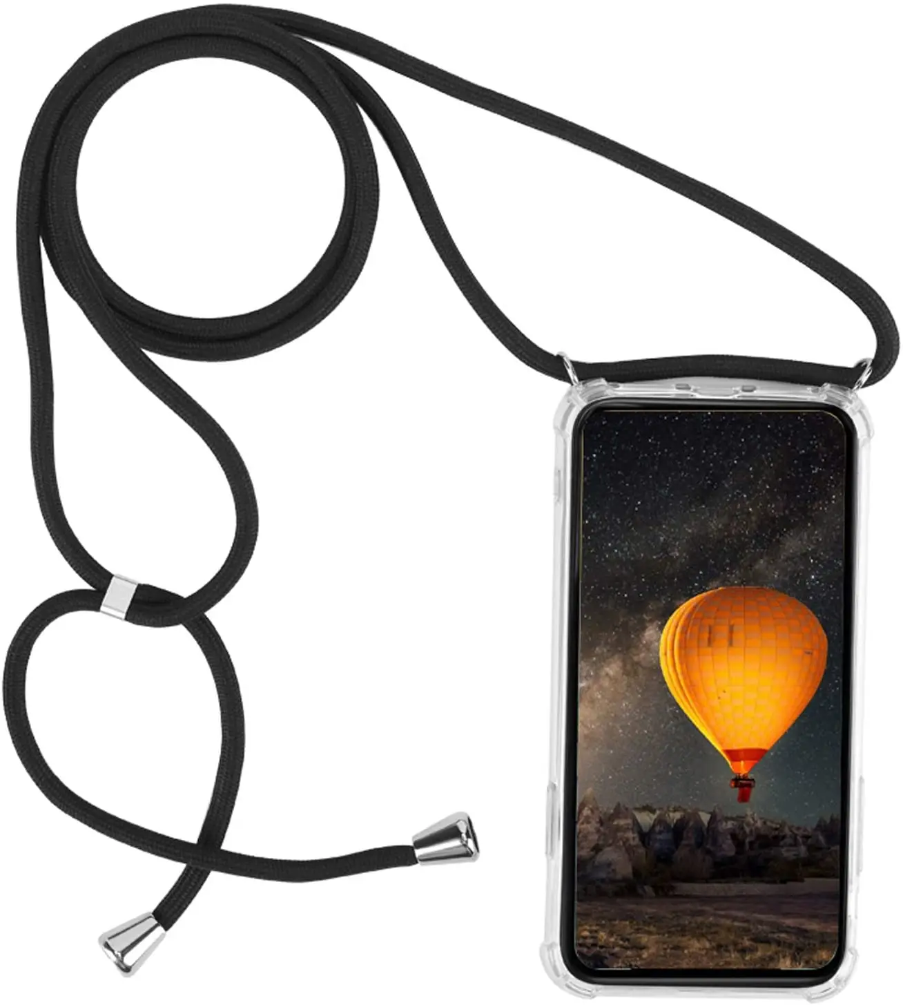 HUAWEI compatible cord case. Transparent case reinforced anti-shock TPU, adjustable neck cord.