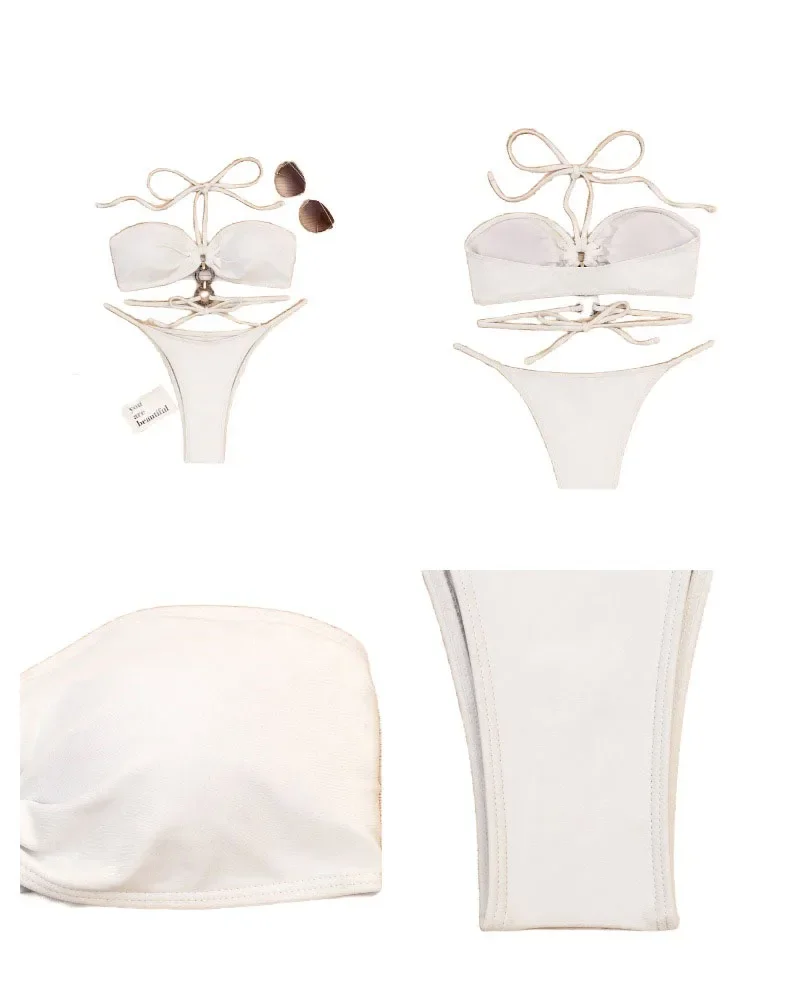 Costume da bagno sexy con collo appeso e schiena scoperta e spacco