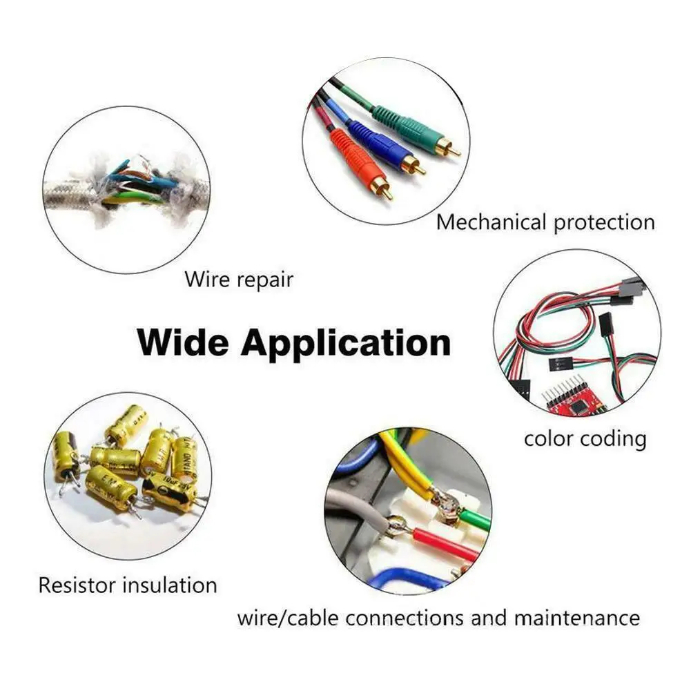 Tube Heat Shrink Tubing Assortment Black Electrical For wire connection Insulated Sheath Set PE Polyolefin Repair 8pcs