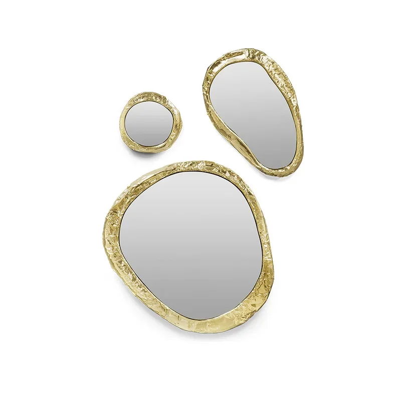 

Light luxury special-shaped, brass wall-mounted decorative mirror, living room wall villa entrance