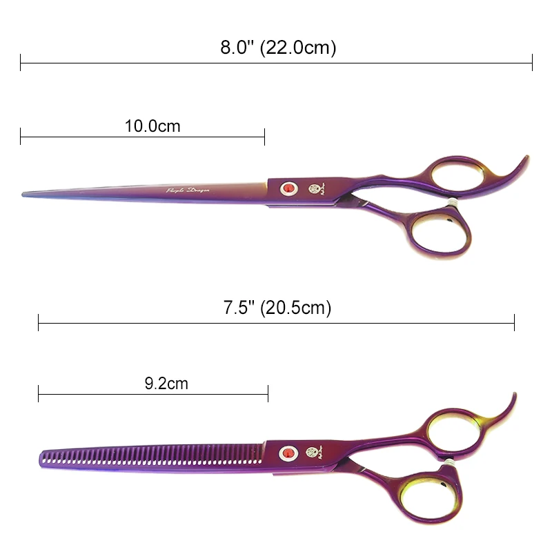 8.0" Purple Dragon Pet Grooming Scissors Sharp Edge Straight Curved Dog Cat Cutting Thinning Shear Animal Beauty Clippers B0046B gallery 4