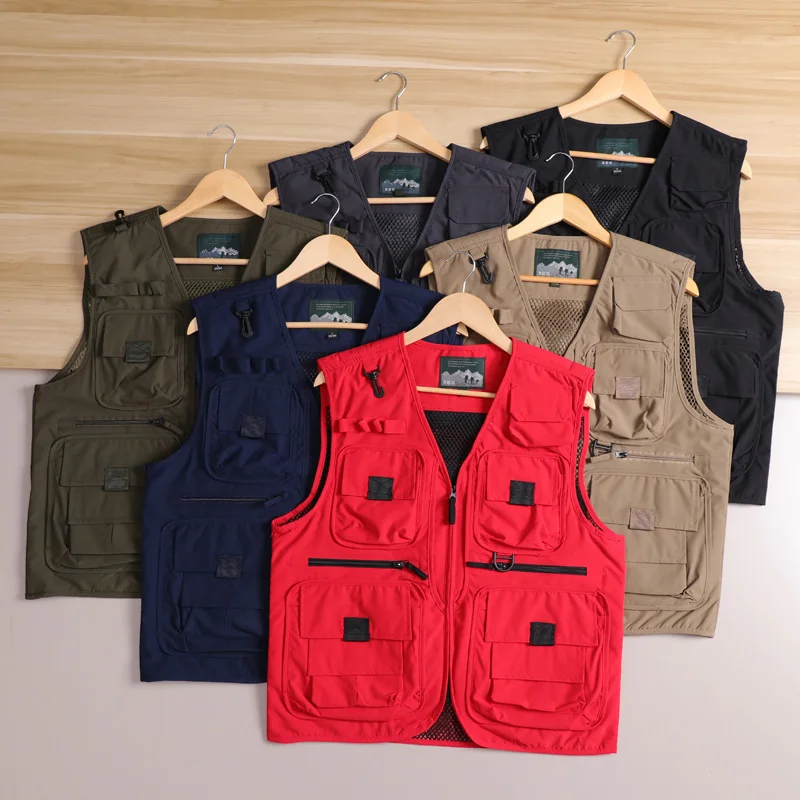 

Многофункциональная дышащая мужская многоэтажная рабочая одежда большого размера для улицы, жилет для альпинизма, наплечник