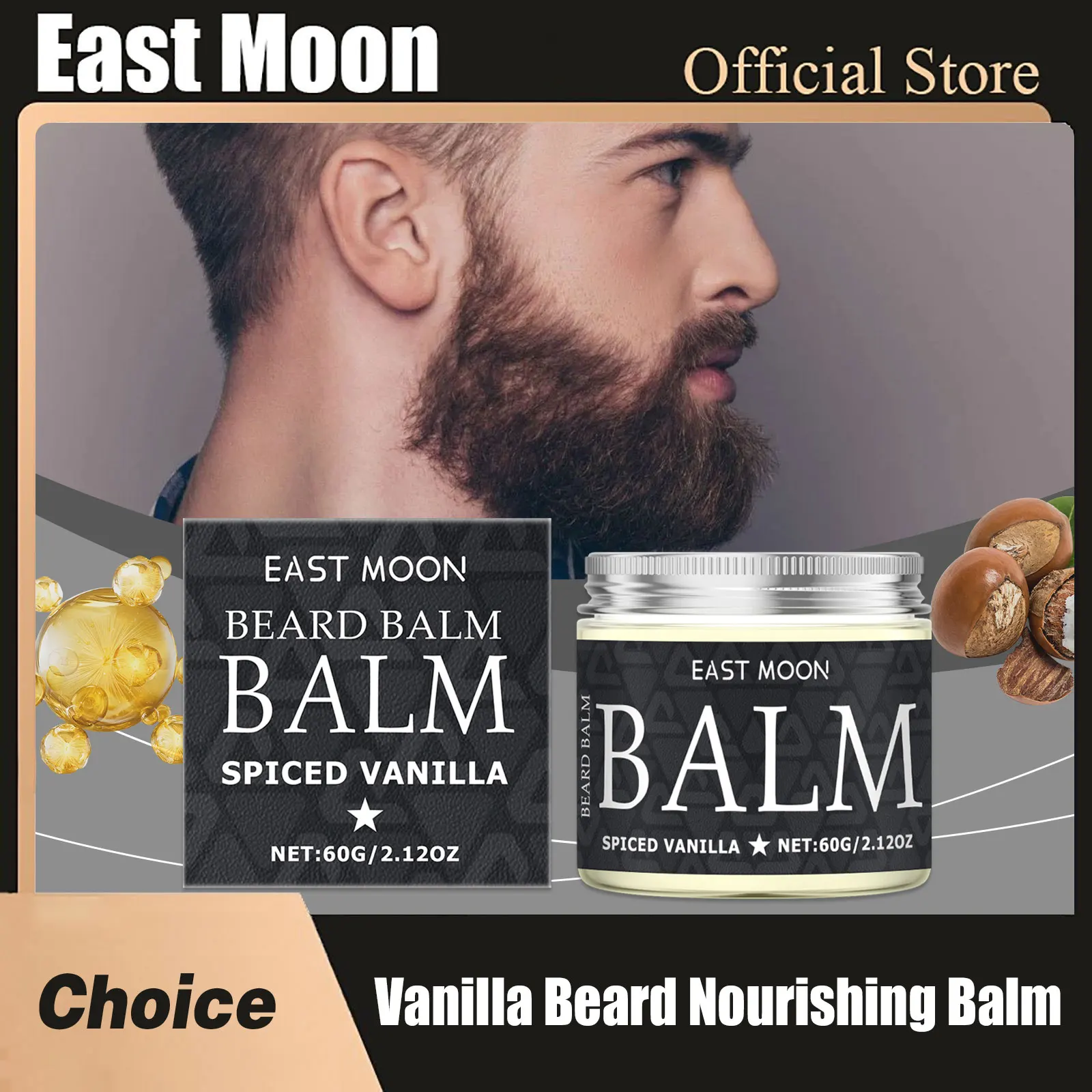 East Moon Vanilla Beard Nourishing Balm Strong Holding Keep Smoothing Increase Growth Dashing Gentlemen Gifts Men Beard Care Wax