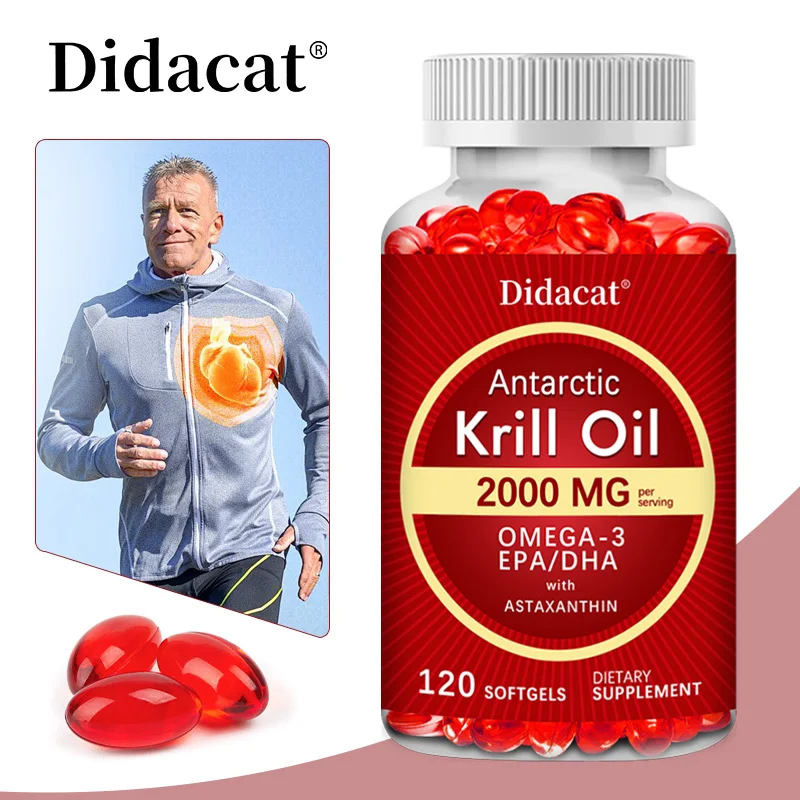2000 ملغ من زيت الكريل فوسفوليبيد أوميجا 3 EPA & DHA فوسفوليبيدز وأستازانتين للمفاصل والدماغ والمناعي ودعم القلب #1