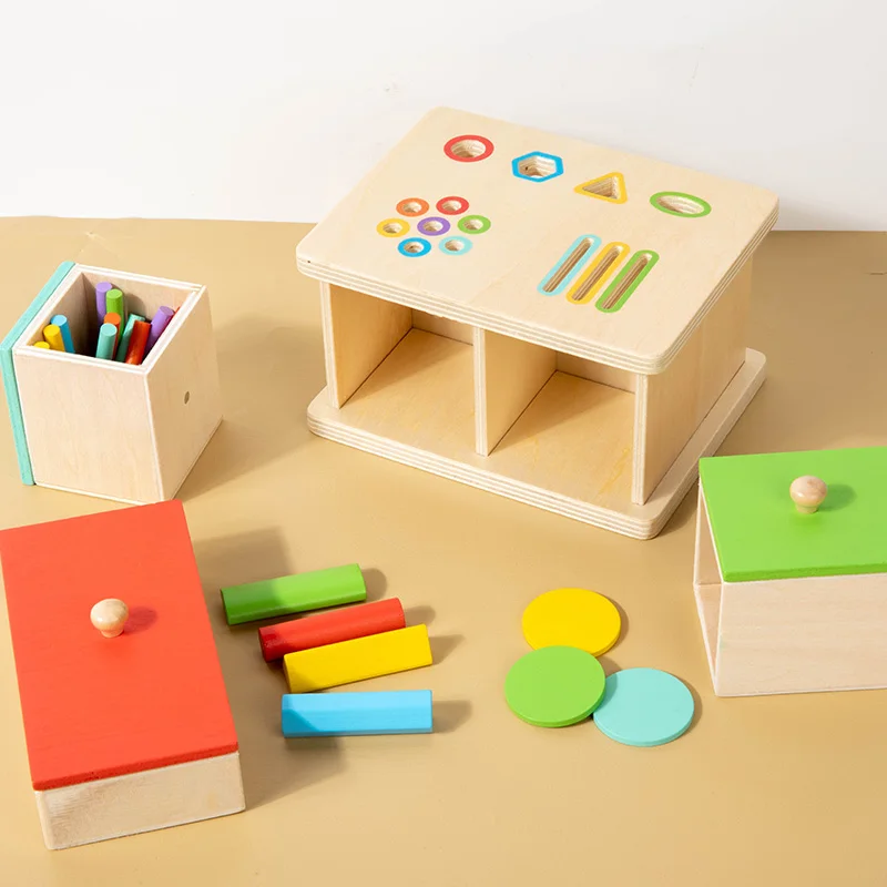 モンテッソーリ教育玩具 色と形の分類ボックス ブロック挿入活動 手と目の協調 微細運動能力