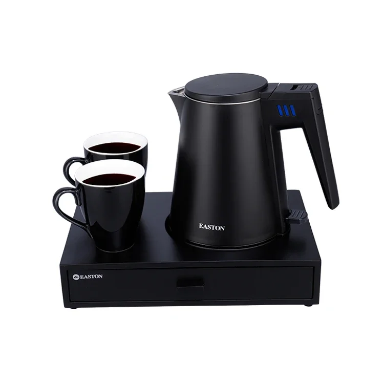 -Hotel Double Wall Design Electric Kettle With Small Capacity For 0.6l Matt Black Finished
