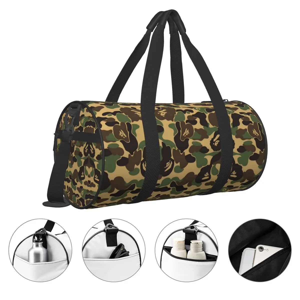 Bolsos Ape-Bape, bolso de viaje redondo de gran capacidad, bolso de mano para hombre y mujer, equipaje de mano de gran capacidad, bolso deportivo para Fitness