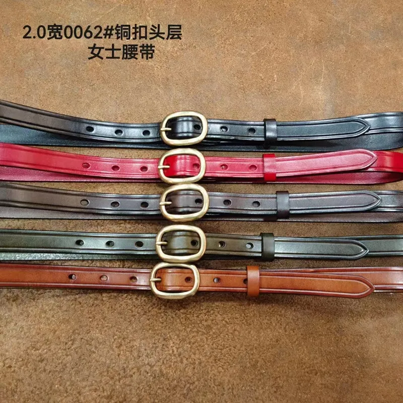 

Винтажные регулируемые поясные ремни с медной пряжкой, роскошные тонкие джинсы из натуральной коровьей кожи, красные женские ремни из воловьей кожи Cinturones
