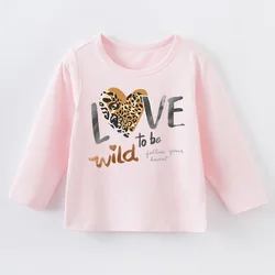 Long Sleeve Spring Autumn Casual Fashion Kid Boy Girl Baby Outfit Pink T-shirt Top New Style Children Outdoor Trendy Cute Lovely