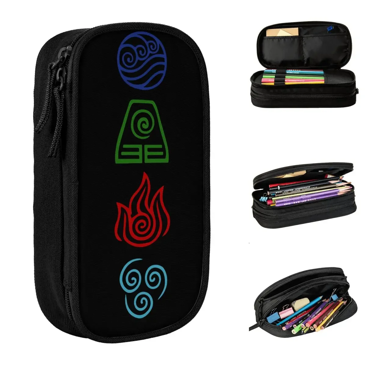 

Classic Four Elements Pencil Case Avatar The Last Airbender Pencilcases Pen Box Kids Large Storage Bags School Gift Stationery
