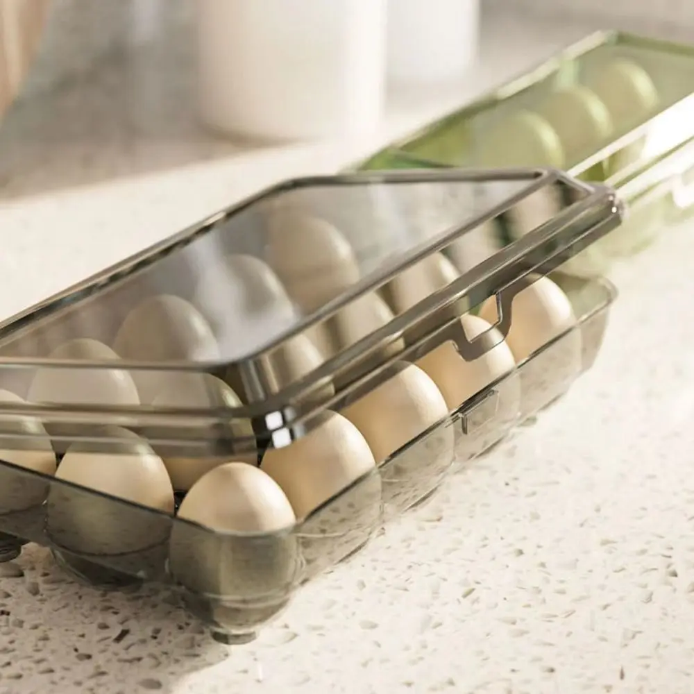 Portable 10/15 Grids Egg Box Container Kitchen Tools Egg Holder Anti-fall Transparent Kitchen Organizer
