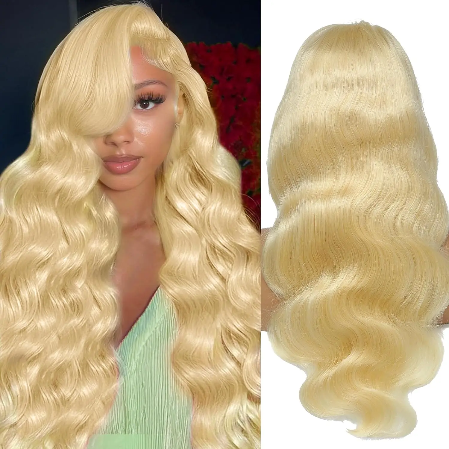 613 Lace Front Wig Human Hair 13x6 Blonde Wig Human Hair 180 Density HD Transparent Body Wave Lace Front Wigs Pre Plucked with Baby Hair(20Inch) - view 2