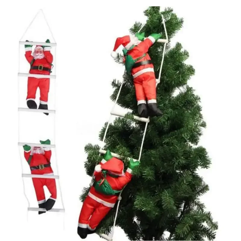 Christmas Ornaments Gift Climbing Ladder Santa Claus Christmas Tree Wall Hanging Pendants Climbing Rope Doll New Year Kids Toy