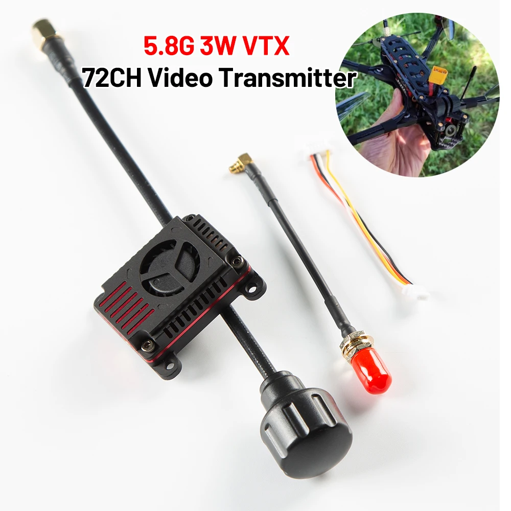 

5.8G 5.8GHz 3W Video Transmitter VTX High Power 72CH 25mW/400mW/800mW/3000mW Adjustable for Long Rang Racing Drone Quadcopter