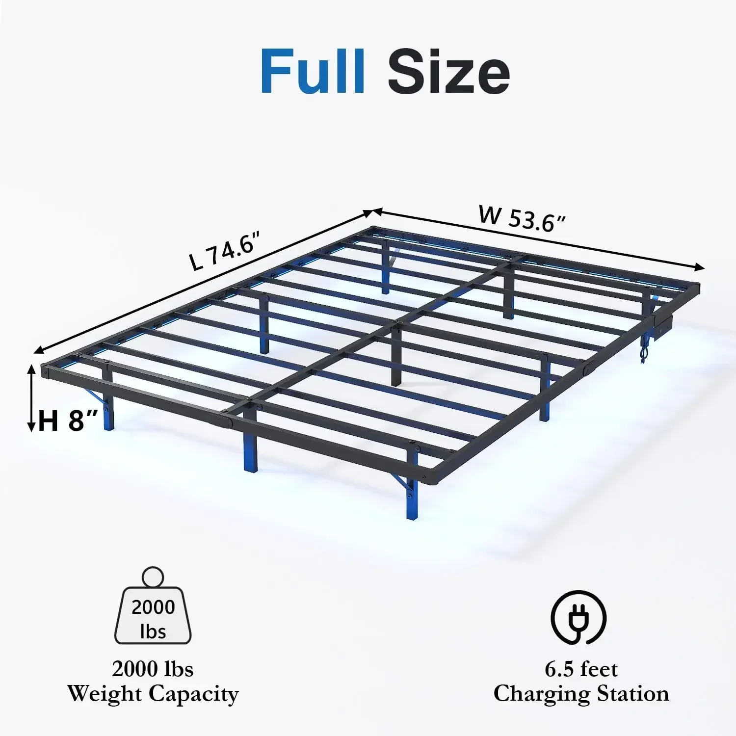 Bestselling8 inch Floating Bed Frame Full with Charging Station | LED Lights, Platform Bed Frame No Box Spring Needed, Easy Asse