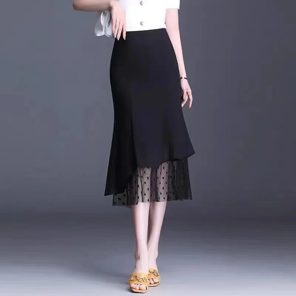 

Casual Skirt Black A-line Skirt Casual Outings M All Seasons Wear Brand New Daily Application Elastic Waistband