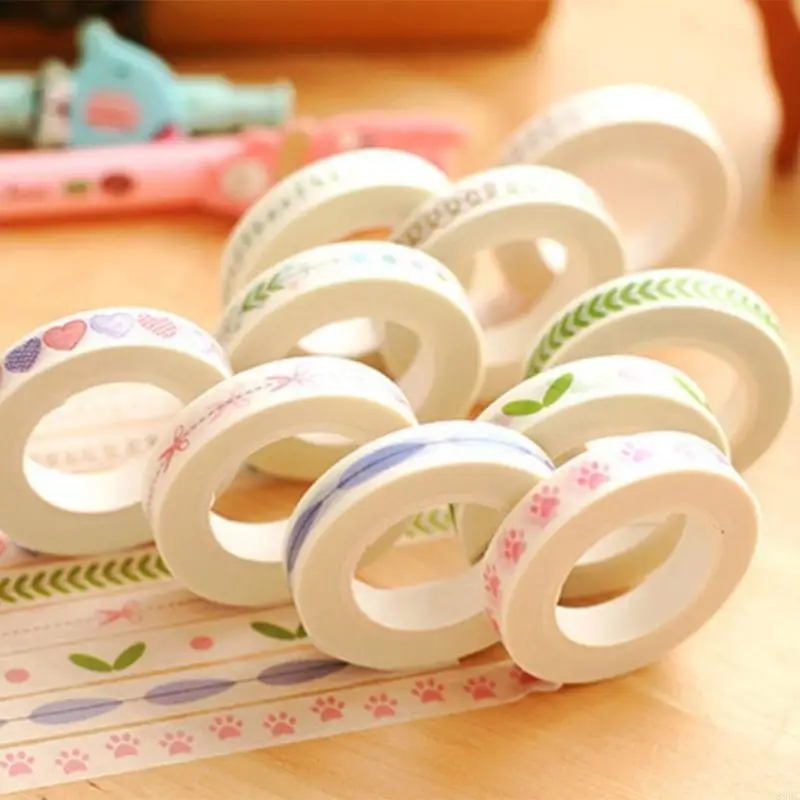 10 rotoli poliestere lunga durata con design a divisa per forniture decorative per notebook 896C