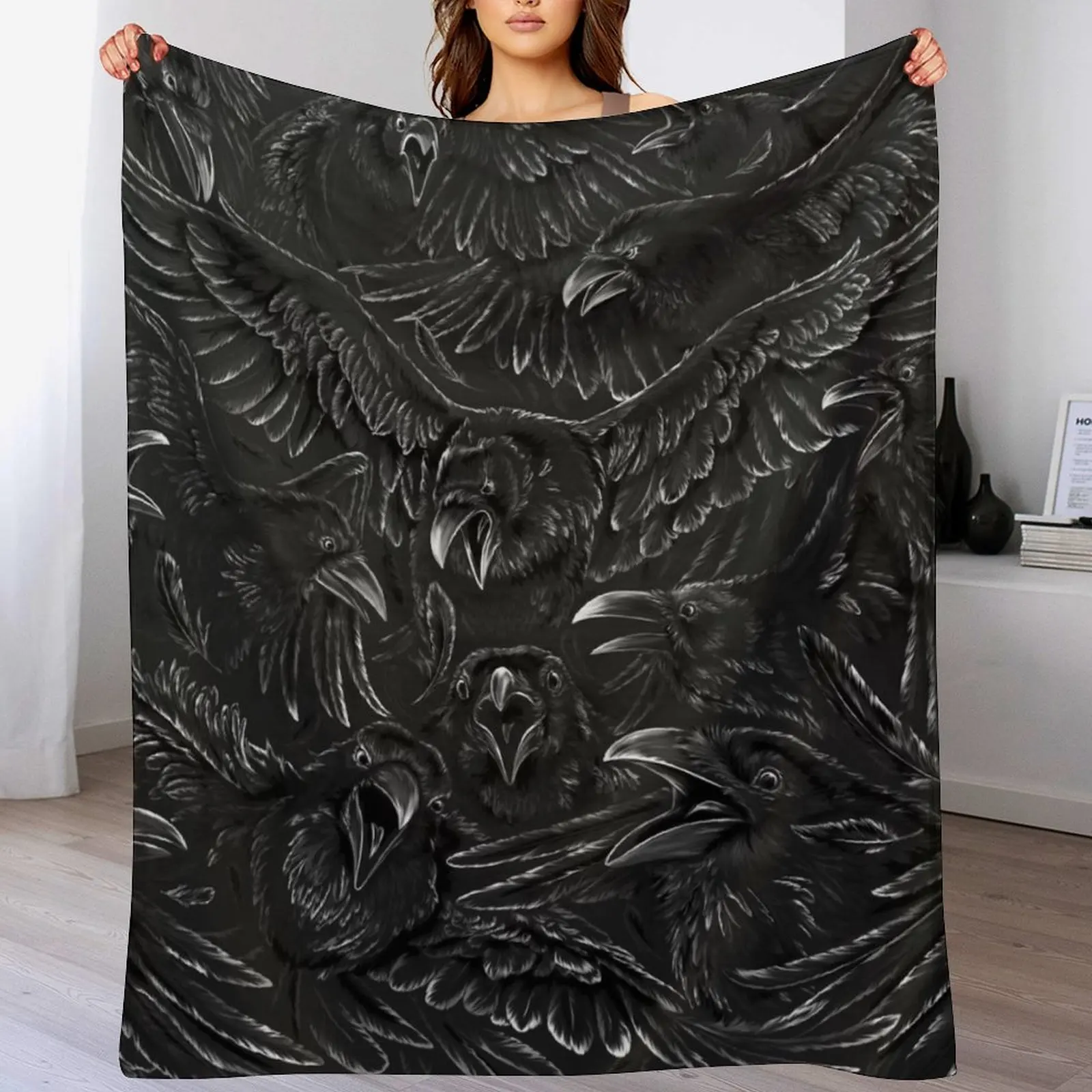 Raven Rage Throw Blanket Sofa Quilt For Decorative Sofa Blankets