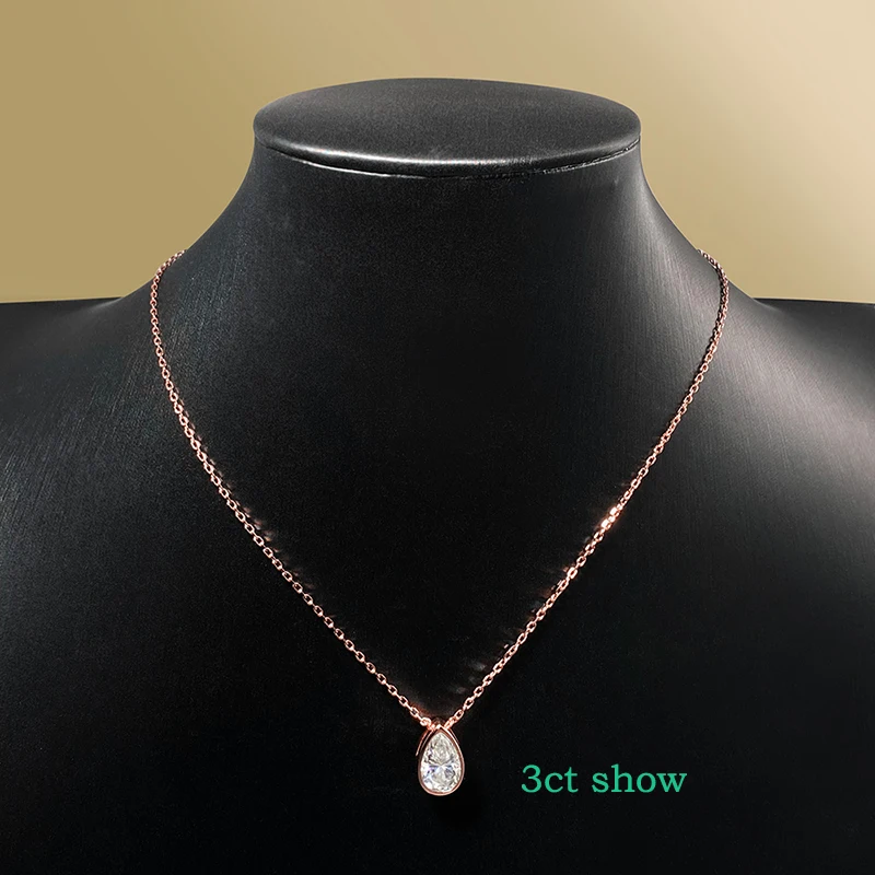 Smyoue Certified 1-3CT Pear Cut Moissanite Necklaces for Women Chain Lab Diamond Pendant Birthday Gift 925 Sterling Silver 100%