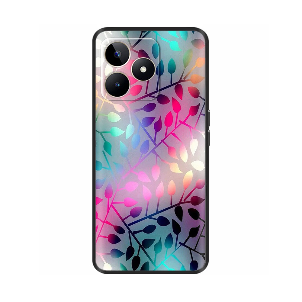 HuiYouMY [3 + 1] 1Pcs Cover + 3Pcs Vetro Temperato per Realme C53- Custodia in Silicone TPU - Case Protezione Cellulare Trasparente Bumper 9H Pellicola Protettiva