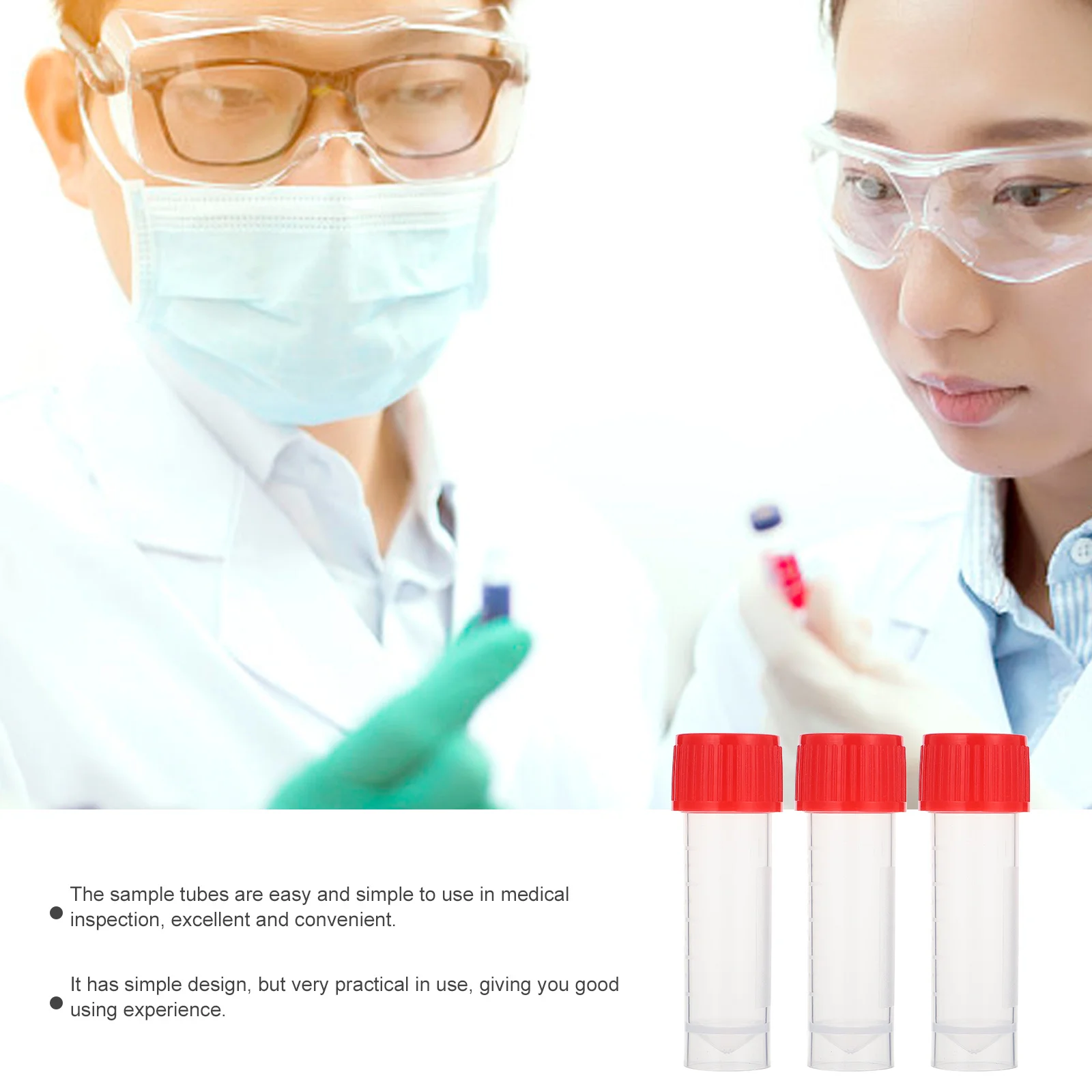

20pcs Sample Tube Disposable Specimen Container Leak Proof Medical Testing Hospital Blood Storage Tube