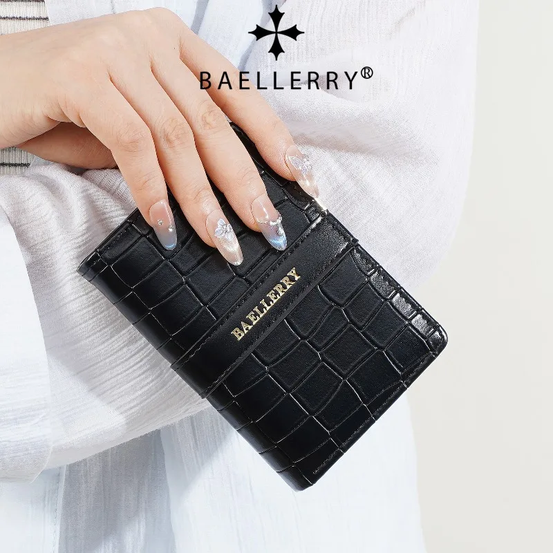 Baellerry Women's Alligator Print Short Wallets Fashion Card Holder Female Large Capacity Pu Leather Wallets Coin Purse Hand Bag