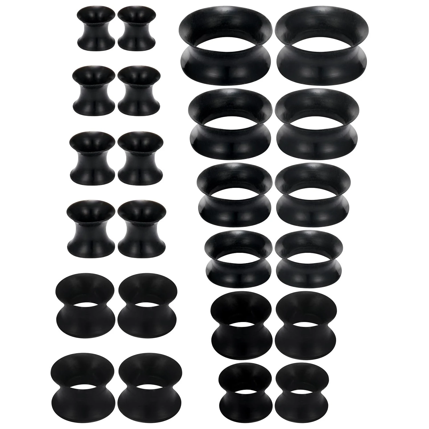 12 Pairs Silicone Ear Gauges Set 8G-20mm Ultra Thin Flexible Gauges Plugs Tunnels Earrings Flesh Expander Stretching Kit Earlets