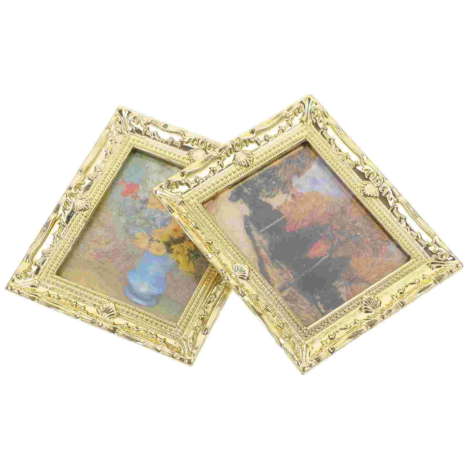 Mini Photo Frame Decorative Gold Oil Painting Picture Ornaments Vintage Frames Child