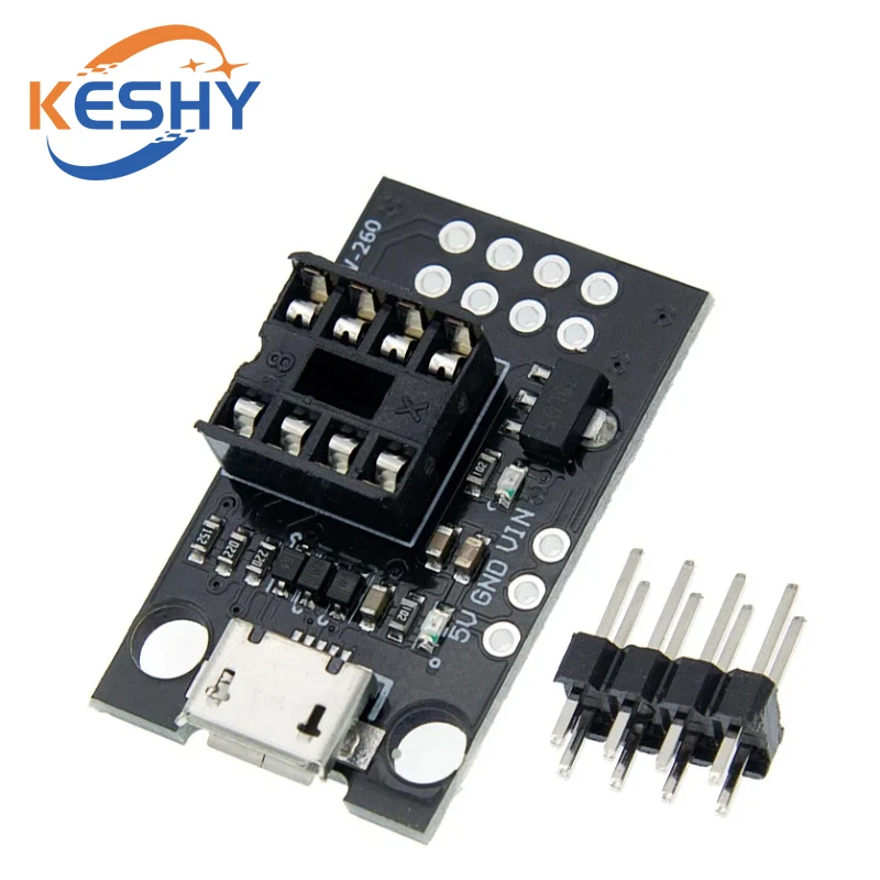 Pluggable ATTINY Development Board For ATtiny13A/ATtiny25/ATtiny45/ATtiny85 Programming Editor Micro Usb Power Connector