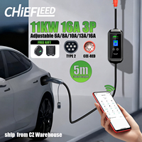 Chiefleed EV Charger 16A 11KW Tuya App Wifi Type 2 Charging Wallbox Time Delay 1-15 Hour Home Charger Electric Vehicle Cars 5M