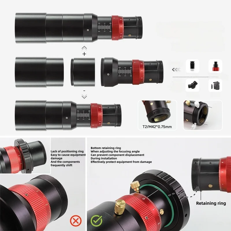 1.25inch Dual Speed Double Helical Focuser Guide Scope Metal Astronomical Telescope Astrophotography Photography Accessories