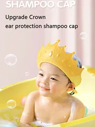 Hair Washing Cap Children's Shower Cap Crown Baby Hair Ashing Cap Waterproof Adjustable Silicone Protection Baby Hair Wash Hat