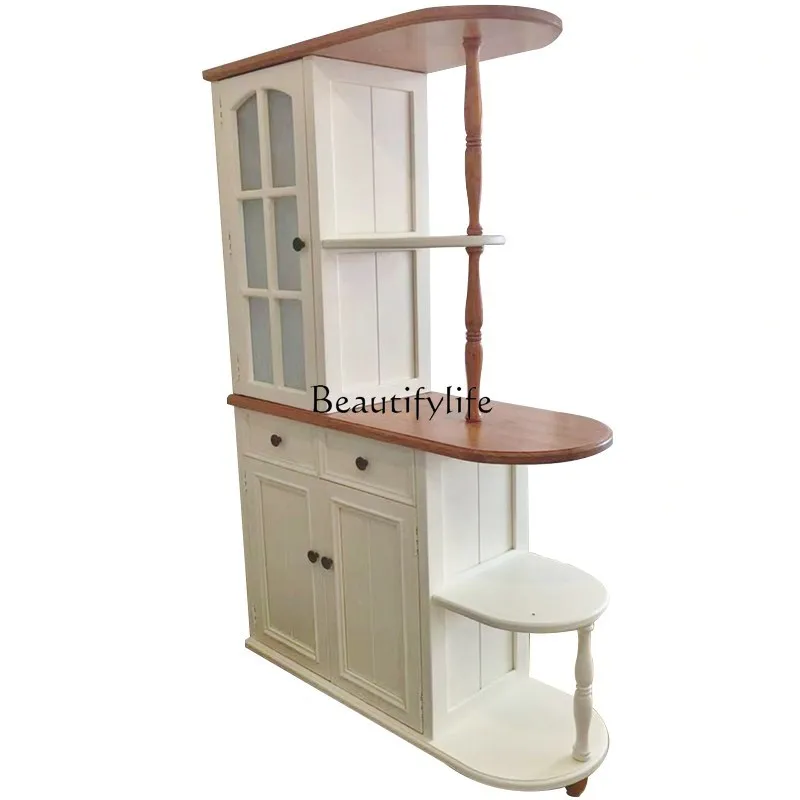 

Pure solid wood partition foyer cabinet American open kitchen living room entrance hall cabinet