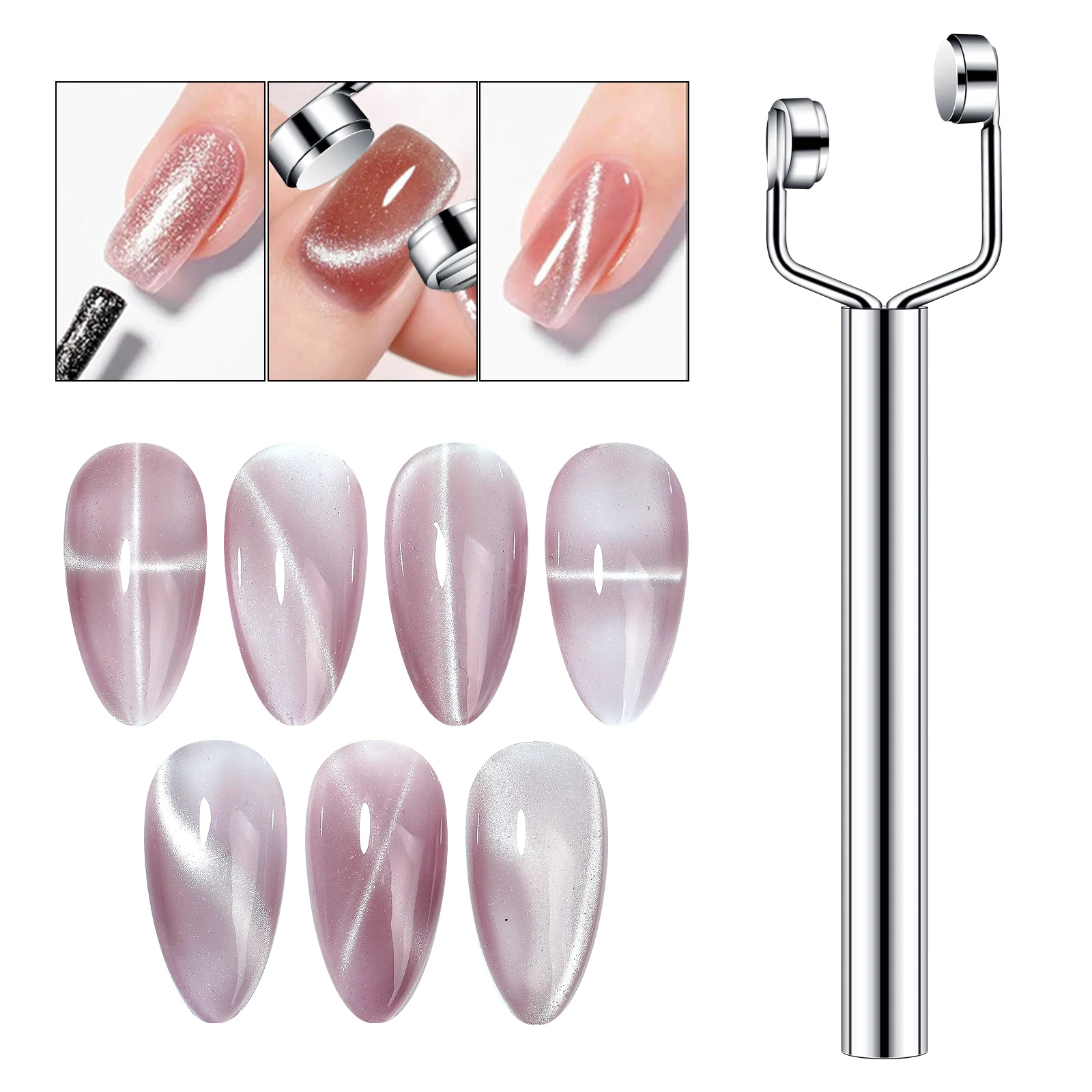 Silny magnetyczny sztyft w kształcie litery Y do paznokci Cat Eye Design UV Gel Polish Nail Art Tool Effect Manicure Magnet Stick 3 w 1 Nail Art Magne — zdjęcie 3
