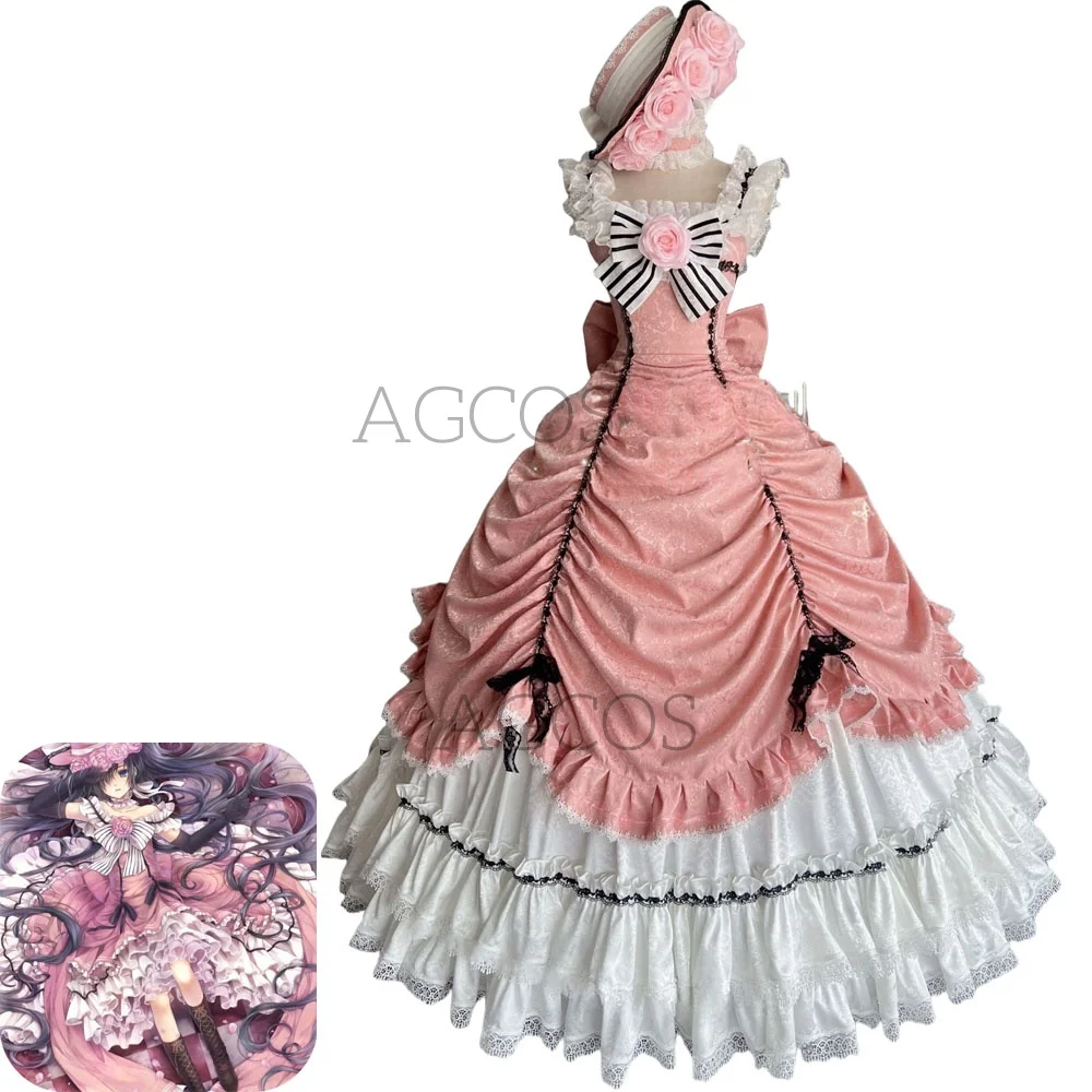 

AGCOS Customized Black Butler Ciel Phantomhive Robin Cosplay Costume Christmas Uniforms Costumes Anime Cosplay Long Dress Verion