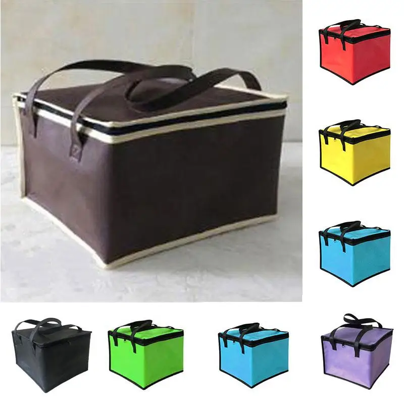 Bolsa de Picnic plegable, bolsa de almuerzo de Color sólido, bolsa de playa de 10 pulgadas, bolsa refrigeradora, bolsa de almuerzo, estuche de comida, bolsa de comida de Picnic de gran capacidad