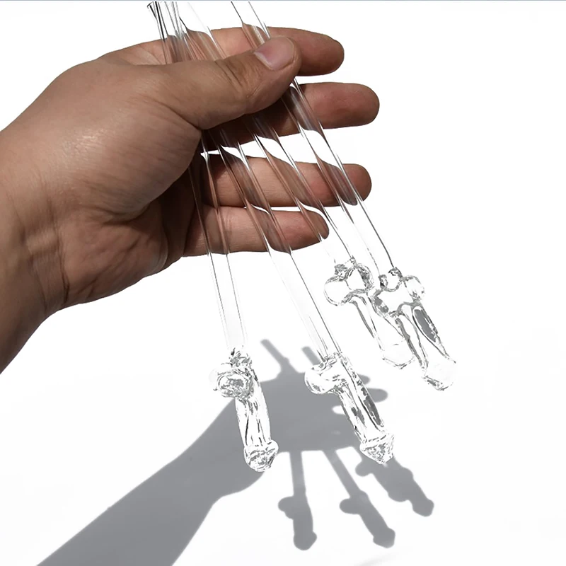 Creative Penis Shape Glass Straw High Boric Acid Transparent Glass Straws Heat Resistant Reusable Party Supplies