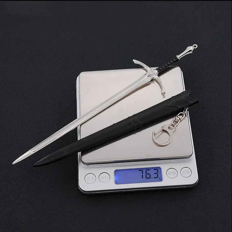 Gandalf's vijand scherm Elven Blade 8,66 inch Ancient King's ringgesmeed zwaard Koolstofstaal artefact met lederen schede