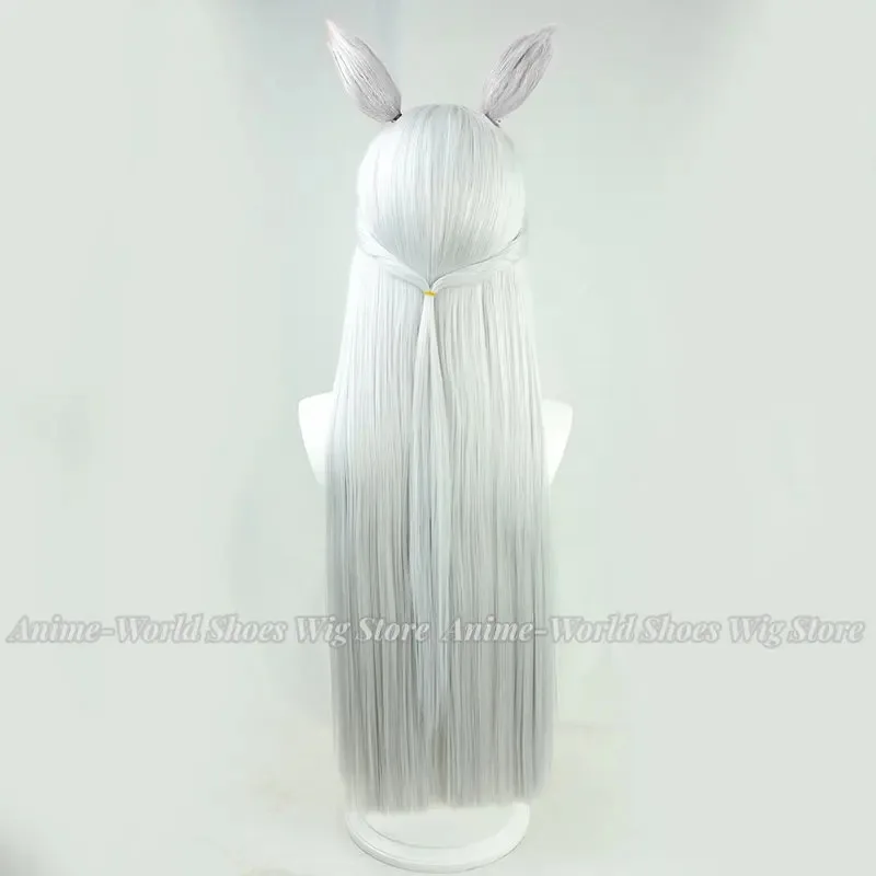 Umamusume: Pretty Derby Gold Ship Cosplay Wig Ears Tail Silver White Long Straight Hair Women Girls NEW Idol Role Play