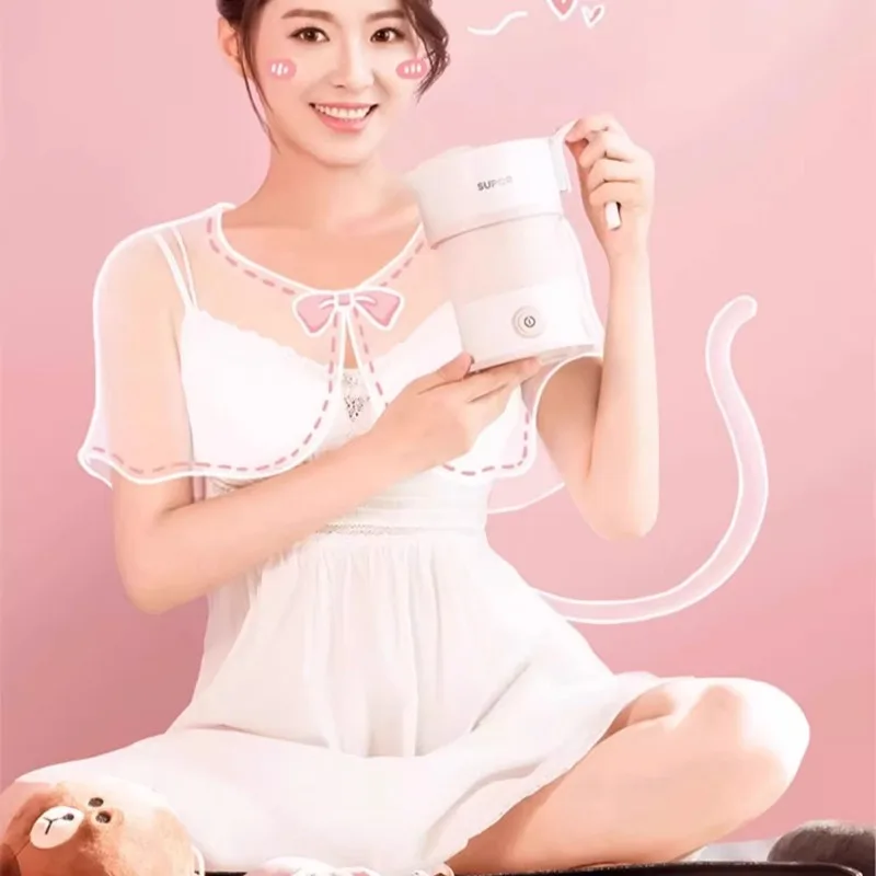 Foldable Electric Kettle, Portable Travel Boiling Cup, Mini Stainless Steel Heating Mug, Compact Thermal Water Boiler