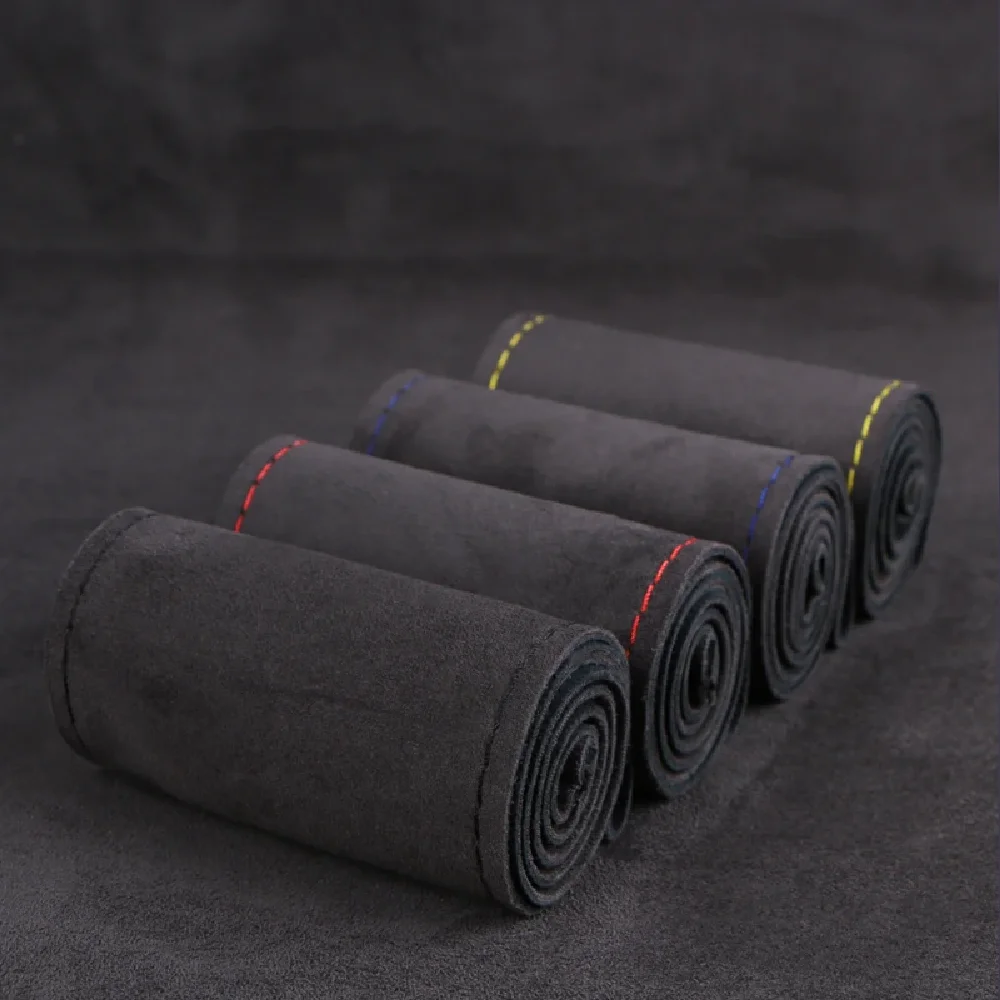 Hand Sewing Car Steering Wheel Cover Universal 38cm Suede Auto Steering Wheel Braid Durable Car Accessories