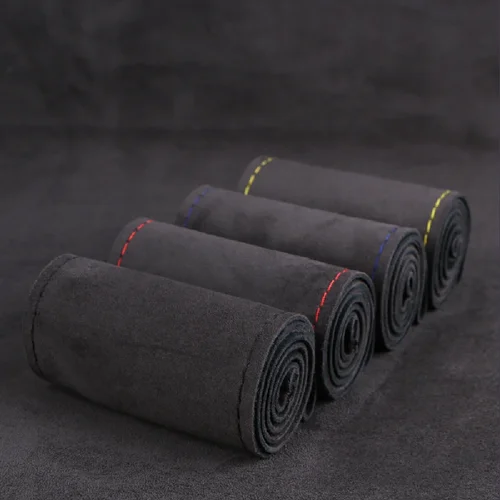 Hand Sewing Car Steering Wheel Cover Universal 38cm Suede Auto Steering Wheel Braid Durable Car Accessories