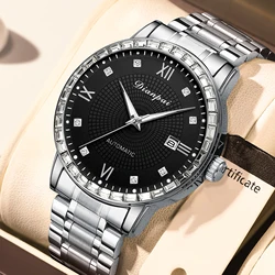 DIANPIA fully automatic mechanical watch, original stainless steel business watch, simple and waterproof luminous men's watch