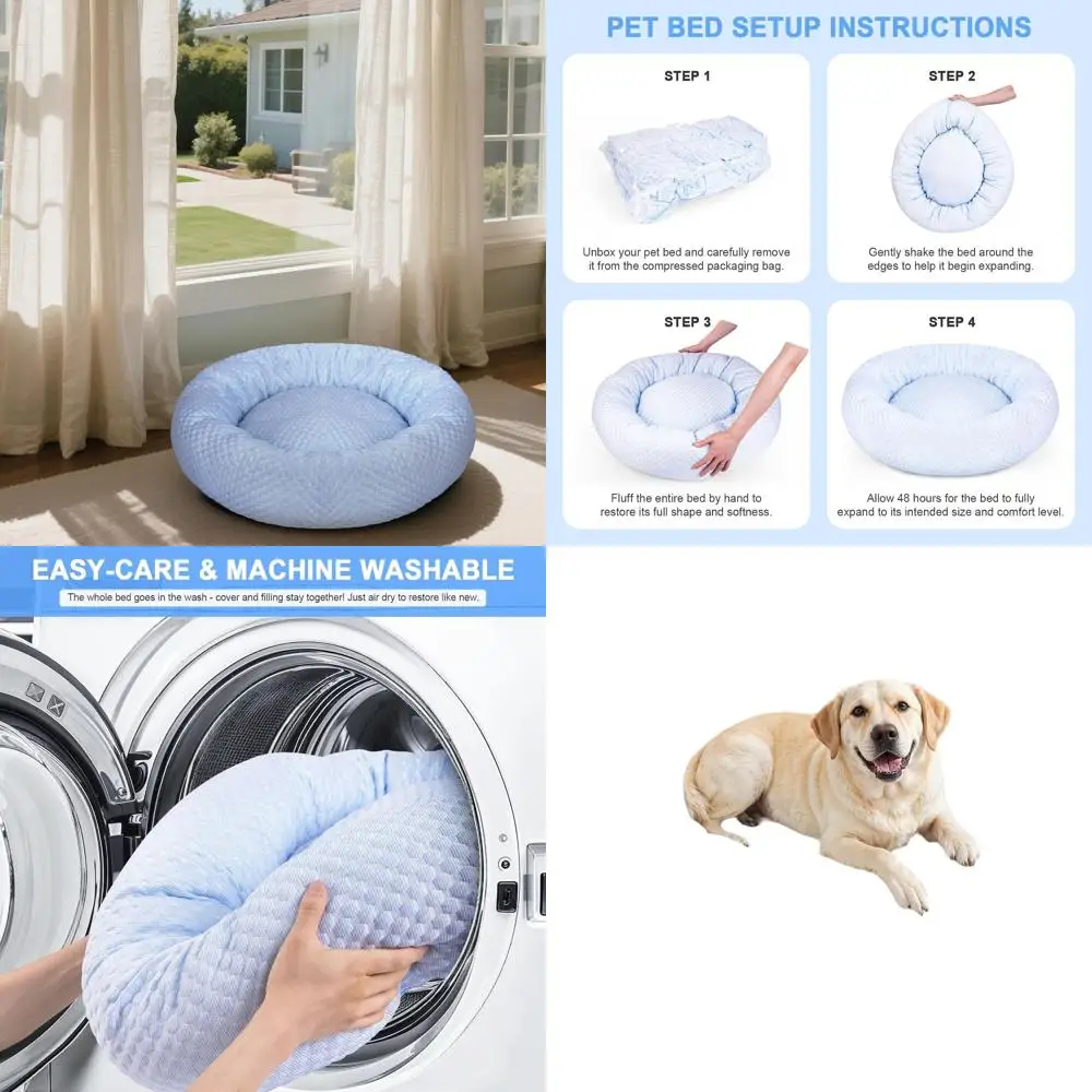 

Охлаждающая кровать для собак с рисунком яичного пирога для больших пород — съемный чехол, дышащая ледяная ткань, идеально подходит для лета