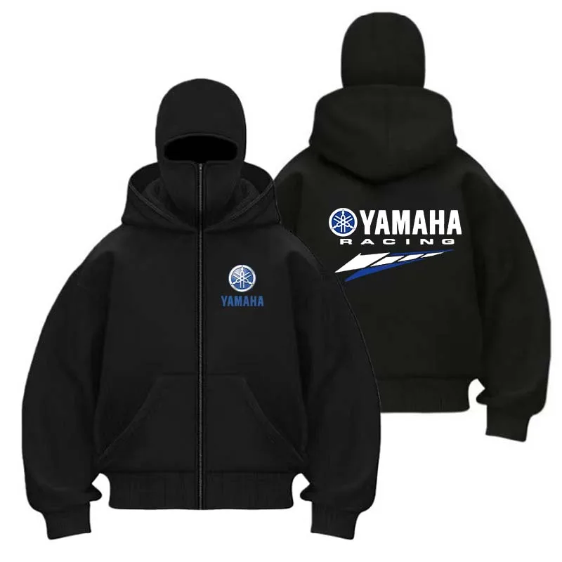 Yamaha logo autumn and winter hot-selling men's zipper double-cap sportswear, women's outdoor fashion casual sports shirt
